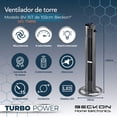 thumbnail image 3 of Ventilador de torre TURBO POWER 6 velocidades 102cm de alto +control remoto +oscilación +modos de uso temporizador con display LED Beckon, 3 of 9