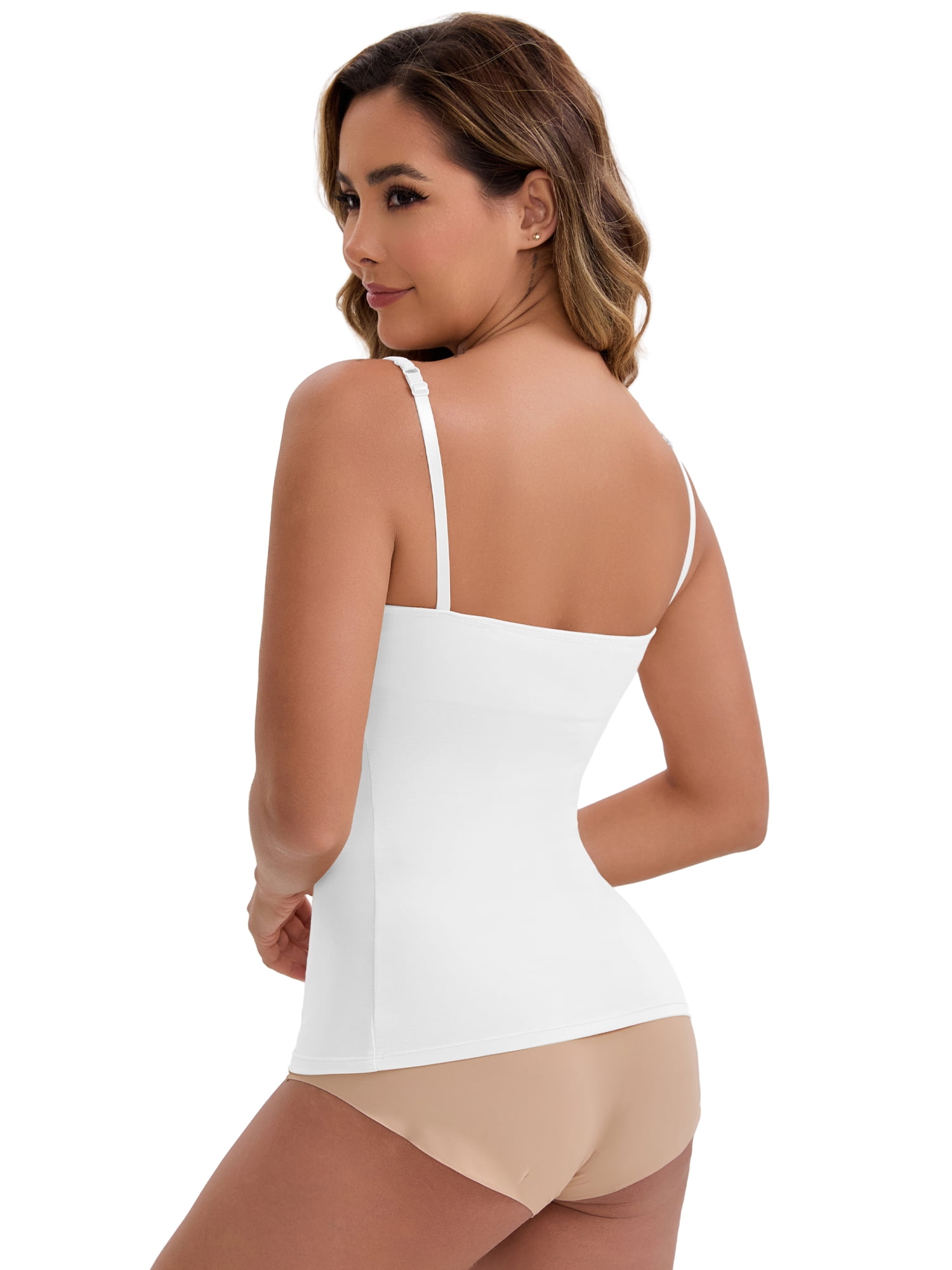 DARING DIVA Women's Padded Tank Top Round Neck Casual Camisole XXL 1 White 1 Black