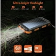 thumbnail image 3 of Solar charger, 8000mAh portable solar power for all mobile phones, waterproof battery pack, outdoor external backup power charger dual USB 5V output /LED flashlight, perfect for camping trips, 3 of 5
