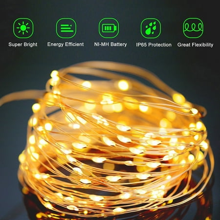 

TBOLINE 5V Christmas Lights Waterproof 8 Modes Party Lamps for Bedroom (20M-Warm Light)