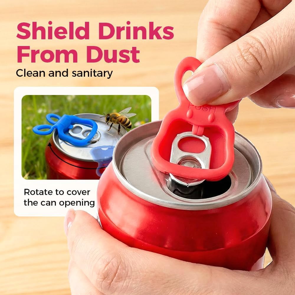 Colorful Can Tab Openers & Leak-Proof Drink Covers, 2026 New Cute One-Hand Soda Can Opener and Reusable Protector Caps for Coke, Beer, Soda, Aluminum Cans for Party, BBQ, Camping (24PCS)
