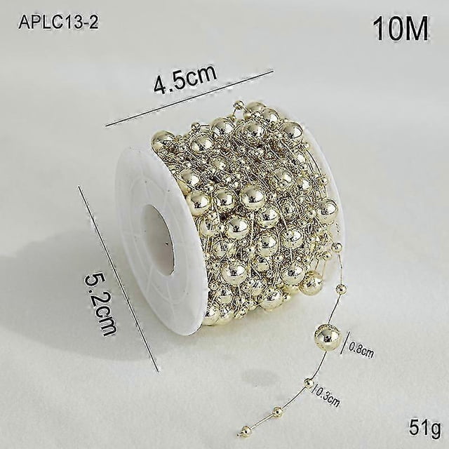 New Christmas beaded chain gold Christmas tree dress up electroplated beads DIY material ornaments Christmas scene layout gold fishing line round