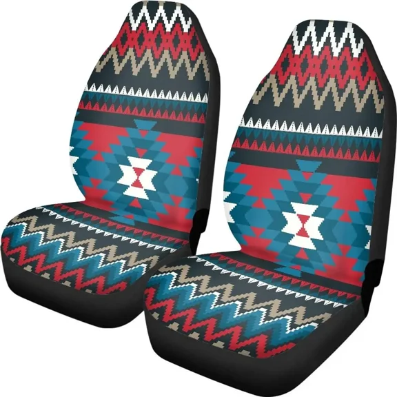 Native Turtles Folk Patterns Car Seat Covers Set 2 Pcs Front Seat Protector Accessories for Universal Car SUV Van Truck One Size 2 Piece