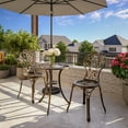 thumbnail image 2 of BELLEZE 3 Piece Bistro Outdoor Patio Set Leaf Design Weather Resistant Round Table 2 Chairs Bronze Cast Garden Furniture, 2 of 5