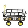 thumbnail image 2 of Gzxs Large Steel Multifunctional Garden Cart with 4 Detachable Double Side Plates, 600LBS Load 4-Wheeled Trailer can be Used in Farms, Warehouses （Black+Yellow）, 2 of 8