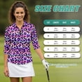 thumbnail image 7 of Uorisanigo Purple Leopard Print Women's 3/4 Sleeve Golf Top Size 2XL Comfortable Polyester Spandex Fabric Moisture Wicking Tennis Activewear Casual Zipper Pullover Outing Wear, 7 of 7