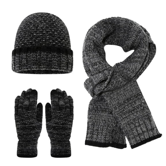 Bibifish Mens And Womens Hat Gloves Scarf Sets Winter Warm Knitted Beanies Hat Gloves And Scarves Cold Weather 3 Pc Hat Gloves Scarf Sets