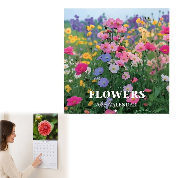 2027 Wildflowers Wall Calendar, Large Grids for Appointments and Scheduling, Gloss Paper, Home and Office Organization