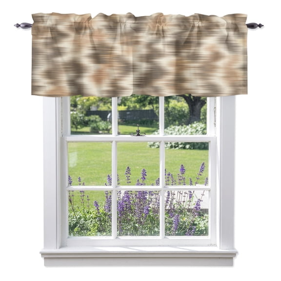 Beige Waves Valances for Windows, Country Abstract Minimalist Blurred Stripes Valance Window Treatment Rod Pocket Short Curtains Valances for Kitchen Bathroom 42"W x 12"L
