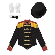 Eandarui Women's Ringmaster Costume Velvet Showman Halloween Cosplay Costume Adult Stage Performance Black L