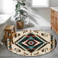 thumbnail image 3 of Round Area Rug 3ft, Boho Red Teal Brown Non-slip Area Rugs for Living Room/Bedroom/Bathroom/Kitchen, Southwestern Country Geometric Washable Throw Floor Mat Indoor Outdoor Entrance Doormat, 3 of 9