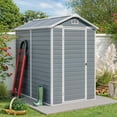 thumbnail image 4 of Asofer 6x4ft Resin Storage Shed, Plastic Outdoor Shed with Floor, Side Window, Lockable Door for Backyard, Garden, Patio, Gray, 4 of 10