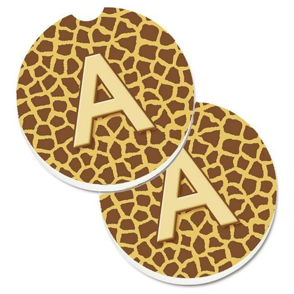 Letter A Monogram Griaffe Set of 2 Cup Holder Car Coaster