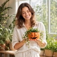 thumbnail image 6 of Halloween Hanging Planter Basket,Resin Pumpkin Shape Flower Pot for Farmhouse Garden Balcony Decor, 6 of 7