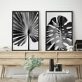 thumbnail image 4 of IDEA4WALL Framed Canvas Print Wall Art Set Tropical Leaf & Monstera Jungle Leaf Illustration Modern Art Decor Bohemian Nature Botanical Art for Living Room, Bedroom, Office - Black 24"x36"x2, 4 of 5