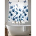 thumbnail image 5 of Navy Blue Floral Sheer Curtains 63 Inch Length 2 Panels Set Window Treatments, Spring Flowers Butterflies Watercolor Rod Pocket Semi Curtains for Living Room/Bedroom/Kitchen Décor, 104"W x 63"L, 5 of 7