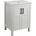 thumbnail image 2 of ELECWISH 24 Inches Traditional Bathroom Vanity Set in White Finish, Single Bathroom Vanity with Top and 2-Door Cabinet, Glass Sink Top with Single Faucet Hole, 2 of 7