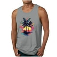 thumbnail image 2 of Titcea Hawaiian Tank Tops Men Palm Tree Print Crew Neck Sleeveless Cotton Workout Shirts Outdoor Fitness Beach Vacation T-shirt Loose Breathable Home Wear, 2 of 5