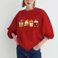 thumbnail image 3 of Haut à Col Rond Imprimé Manches Longues 100 % Polyester pour Femmes (Rouge, TG), 3 of 4