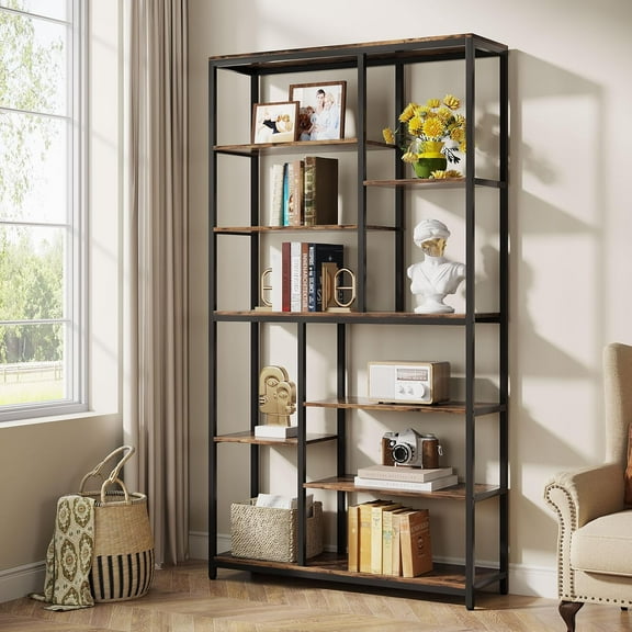 Tribesigns 79-Inch Tall Bookshelf, Industrial Bookcase with 10 Open Shelves for Home Office