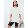 thumbnail image 5 of Women Plus Szie Workout T Shirts Athletic Plus Size Tops Ivory 3X Summer Trendy Clothes 2025 Short Sleeve Fashion Spring Tee, 5 of 7