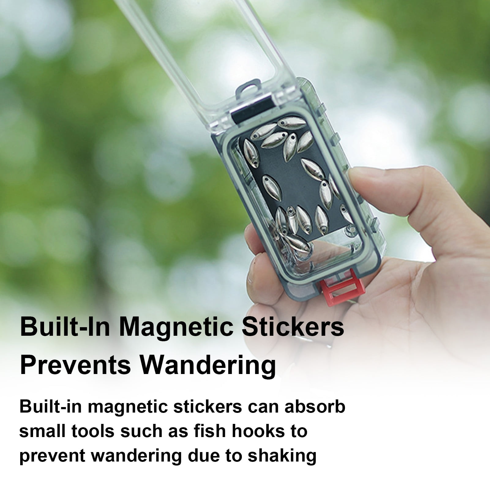 Rupoun Spliceable Night Glow Fishing Tackle Box, Magnetic Waterproof Lure Bait Organizer Tool Container for Outdoors (Black Red, 3 Pieces, 5.12x3.15x1.18 inches / 13x8x3 cm)