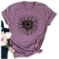 thumbnail image 4 of Langwyqu Summer Casual Round Neck Women Sunflower Print Short Sleeved T-Shirt, 4 of 5