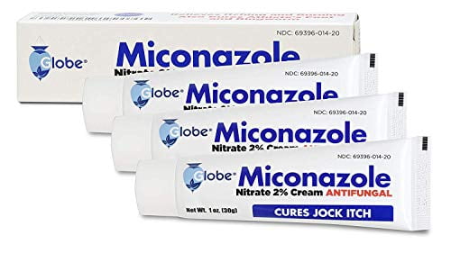 Globe Miconazole Nitrate 2% Antifungal Cream, Cures Most Foot, Jock Itch, Ringworm. 1 OZ Tube (3 Pack)
