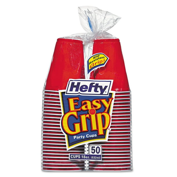 Hefty Easy Grip Disposable Plastic Party Cups 18 oz Red 50/Pack 12