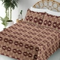 thumbnail image 3 of Ambesonne Damask Fitted & Flat Sheet with Sham 3 Pcs Set, Vintage Floral Design Swirls, Twin, Maroon Sand Brown, 3 of 5