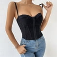 thumbnail image 2 of Baberdicy Camisole Tops for Women Womens Summer Lace Bustier Mesh Vintage Spaghetti Strap Open Back Boned Corset Going Out Party Crop Top, 2 of 9