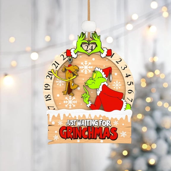 Christmas Countdown Ornament, Just Waiting for Xmas Ornament, Funny Green Character Decor