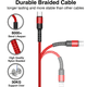 thumbnail image 5 of Cable de Carga Múltiple 4 en 1 Nylon Trenzado Múltiples USB Cable de Carga Rápida Adaptador Tipo C Conectores de Puerto Micro USB Teléfonos Celulares Compatibles Tabletas y Más, 5 of 8
