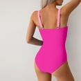 thumbnail image 3 of Color Block Ruched Swimsuits for Women Twist Front One Piece Swimwear Adjustable Athletic Bathing Suit Hot Pink, M, 3 of 4