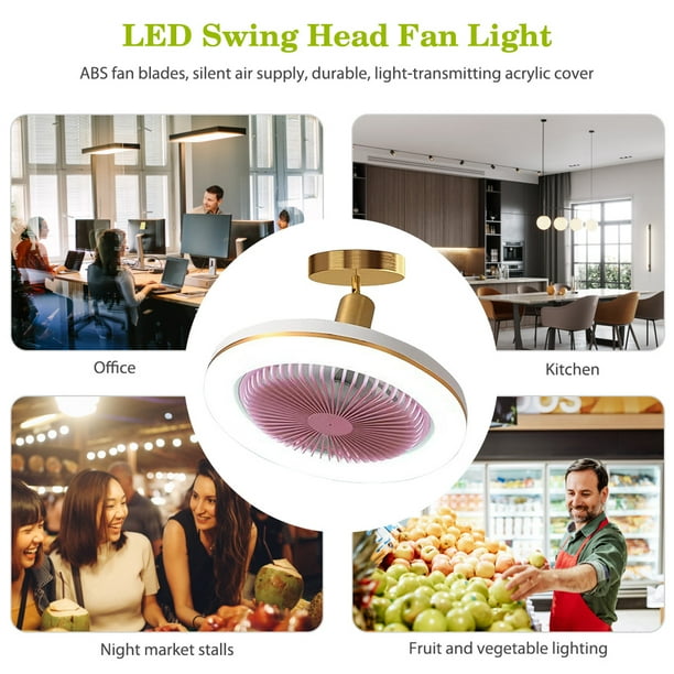 Ventilador de Techo 48/60W Luz Control Remoto Head Shaking Portalámparas E27 3 velocidades (K) Likrtyny Libre de BPA