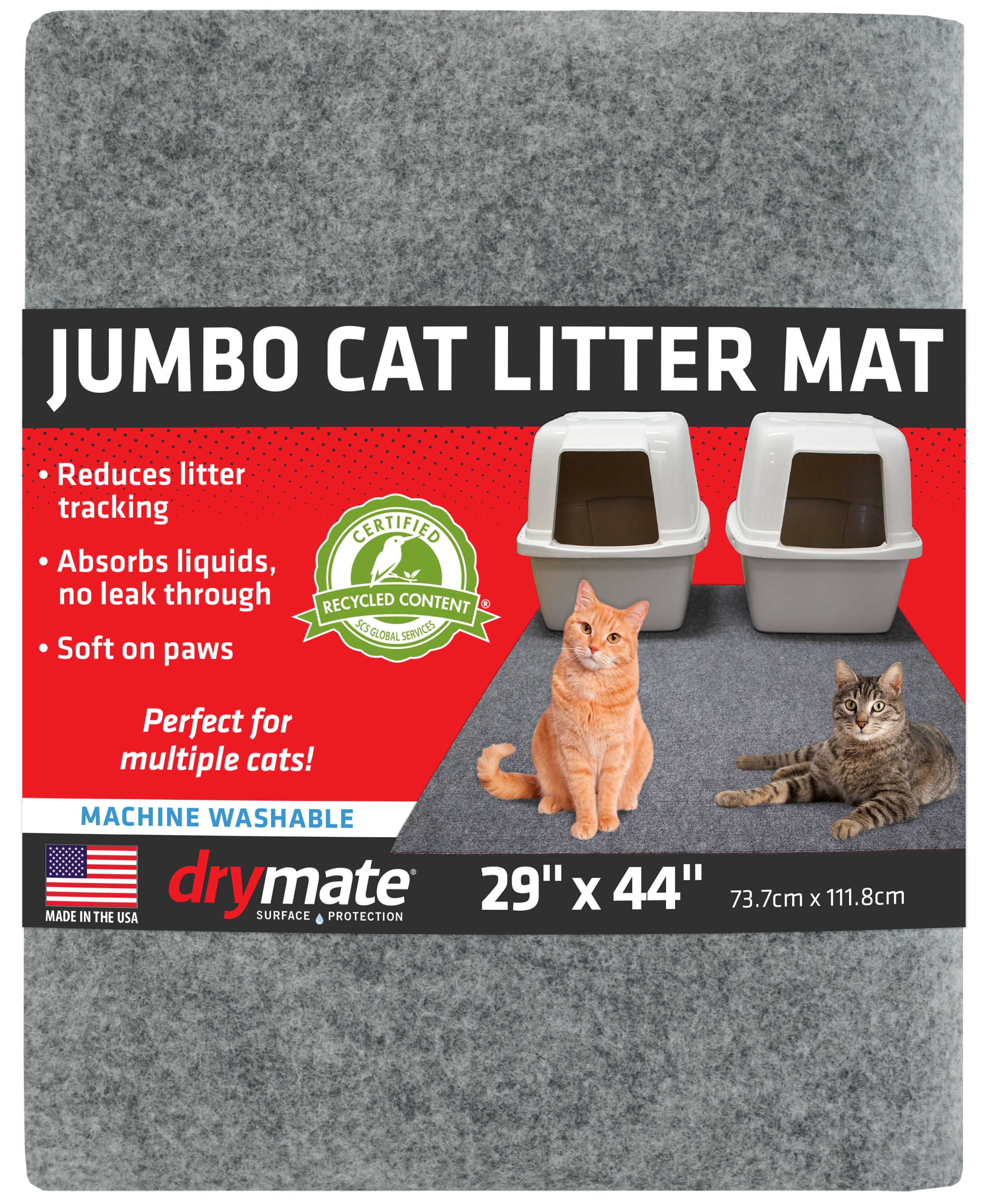 Drymate Jumbo Cat Litter Box Mat, Light Grey 29x44 photo 3