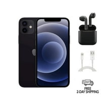 Pre-Owned Apple iPhone Bundle iPhone 12 with Wireless Earbuds (Unlocked), Black, 64GB