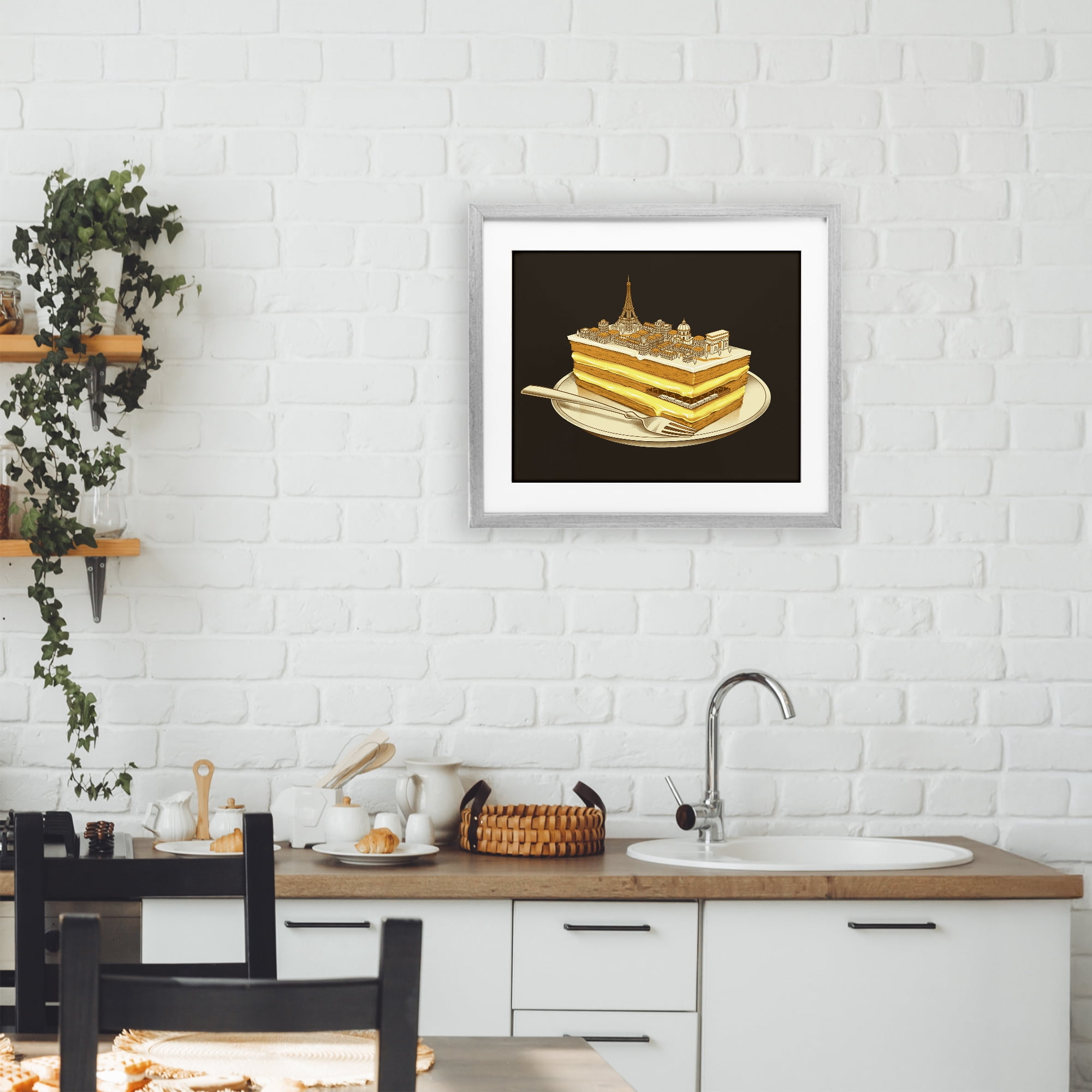 Stupell Industries Hungry For Travels Paris Gray Framed Print Under Glass, design by Tobe Fonseca