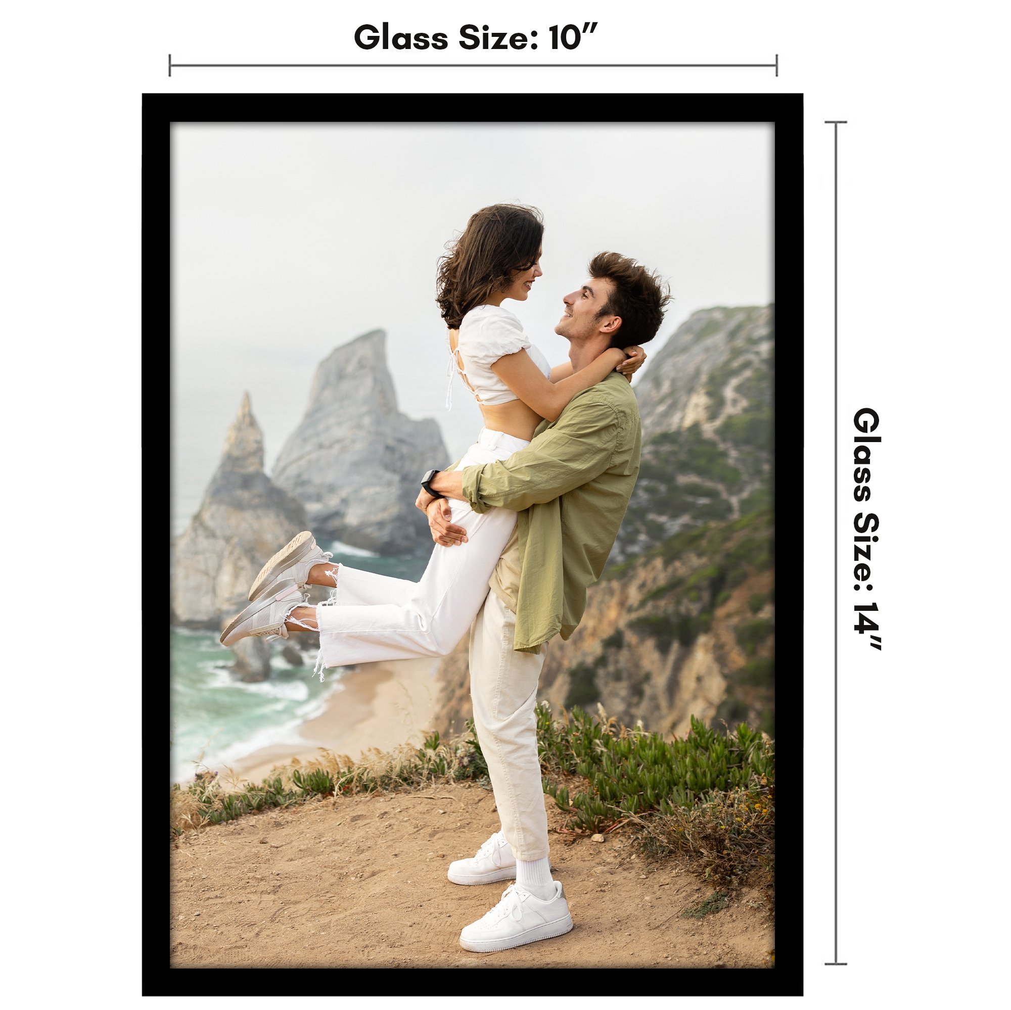 Americanflat 10x14 Picture Frame with Shatter-Resistant Glass Streamline Collection Thin Border Wall - Black
