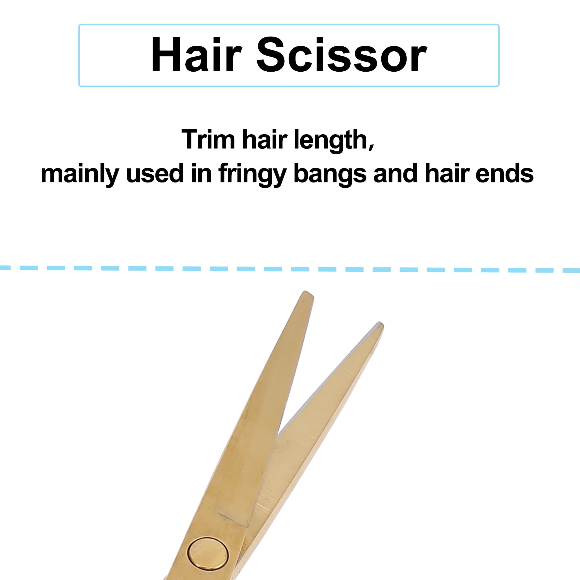 Unique Bargains Portable 5.5" Length Straight Scissors for Men Women Hair Cut Gold Tone