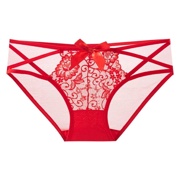 Blmnix Sexy Panties Underwear for Women Breathable High Waisted G String Red Lace Panties Boxer Shorts for Women,M
