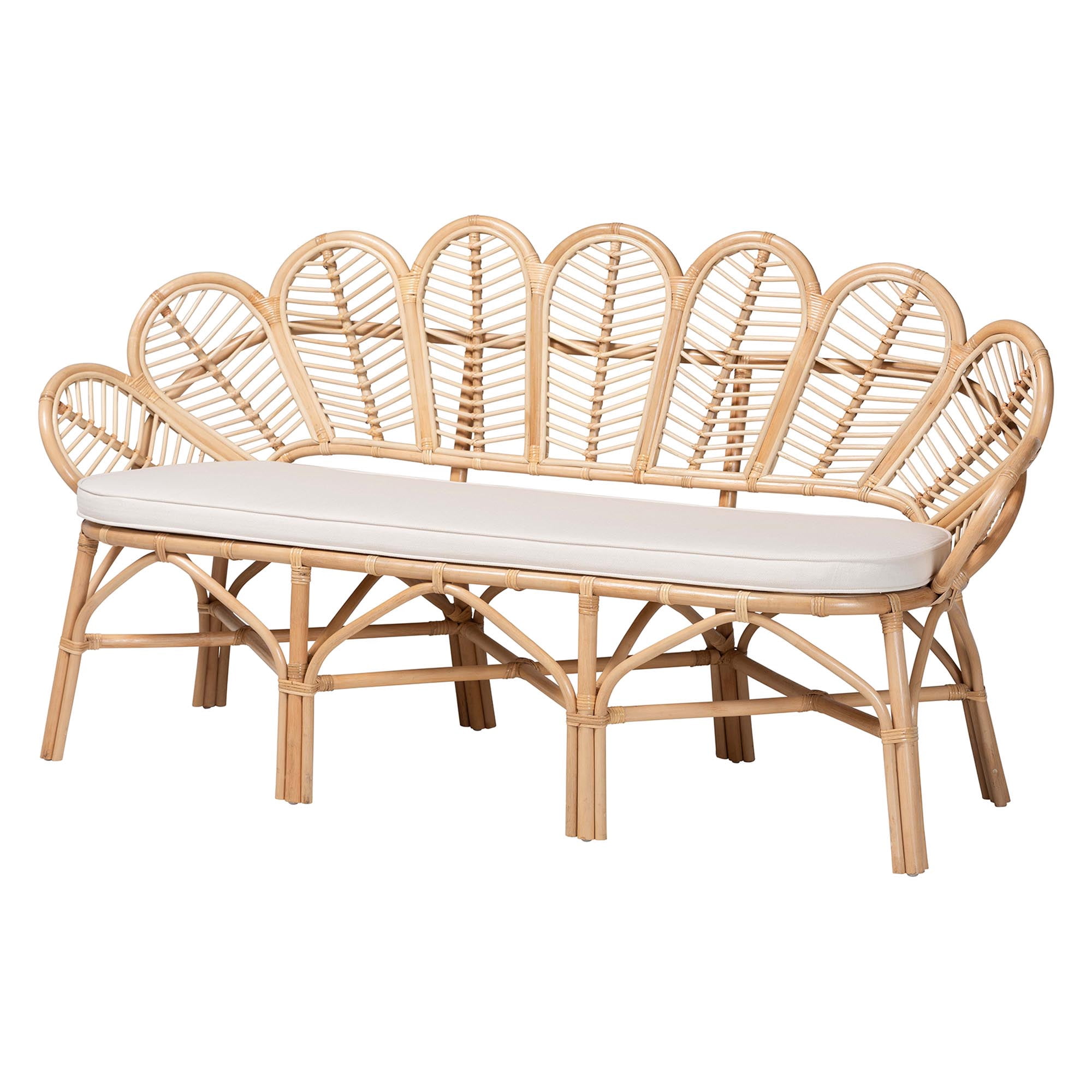 bali & pari Eliava Boho Accent Bench, 17"H, Natural Brown