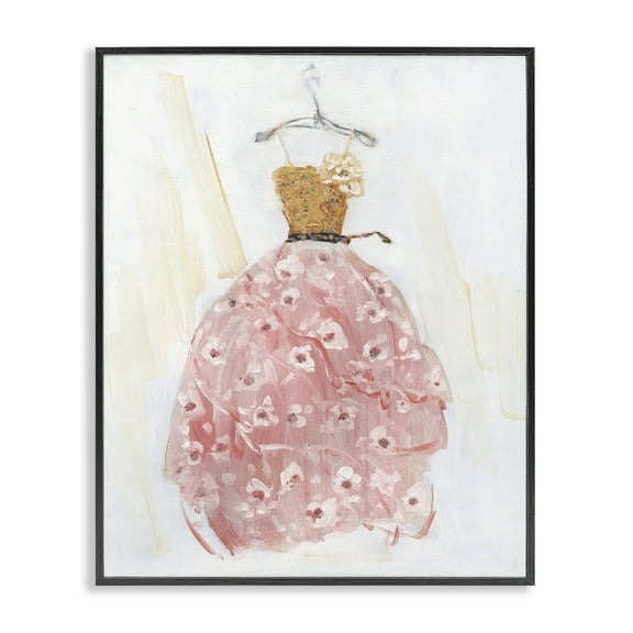 Stupell Industries Elegant & Sophisticated Pink Gown Fashion Painting Black Framed Art Print Wall Art, 11 x 14