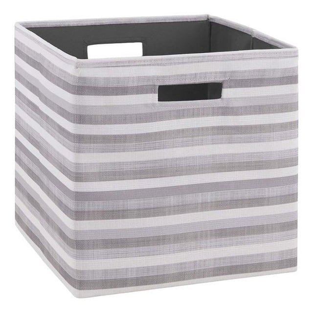 Linon Lane Bac de Rangement en Tissu à Rayures Gris