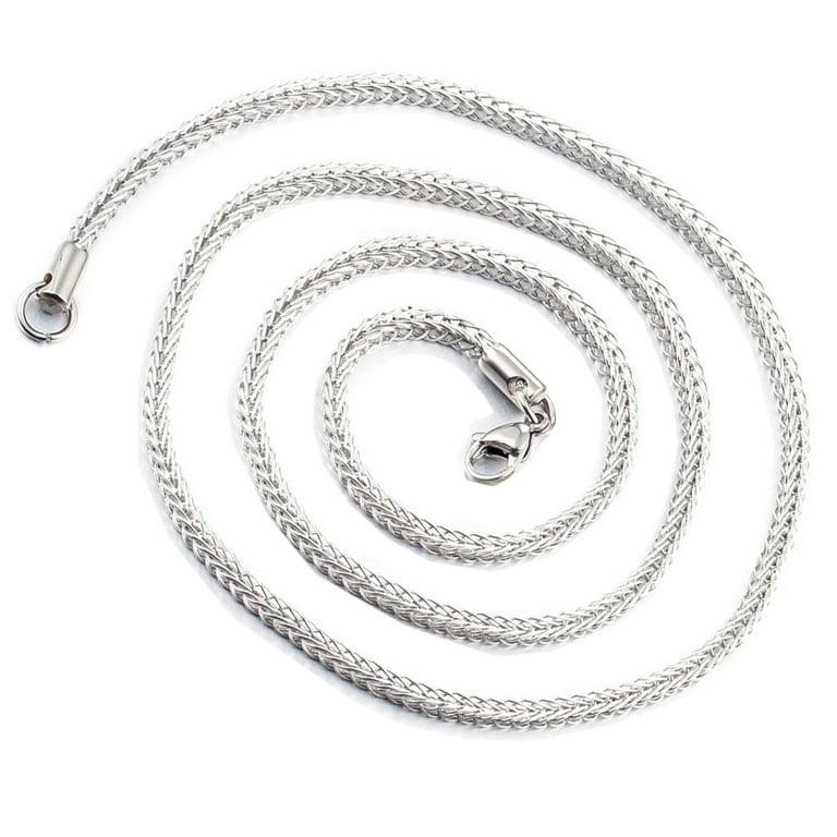 ZMY Home Stainless Steel Jewelry 3.0mm Width 29.5inch Length Basketweave Silver Chain Necklace
