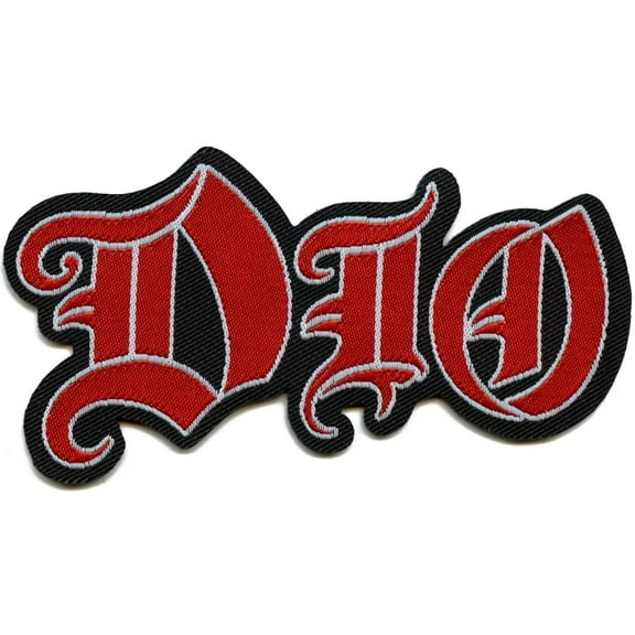 Dio Logo Cut Out Patch Metal Band Cursive Script Woven Iron On