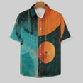 thumbnail image 3 of Abstract Orange Teal Geometric Art Men's Shirt Short Sleeves Printed Button Down Summer Shirts, 3 of 6