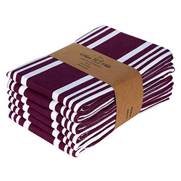 Urban Villa Set of 6 Kitchen Towels Cotton Dish Towel Inch With Mitered