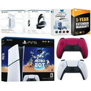 Sony PlayStation 5 Slim Digital Astro Bot Bundle with Disc Drive, Extra Controller, MightySkins Voucher and 1 Year Extended Warranty - Cosmic Red