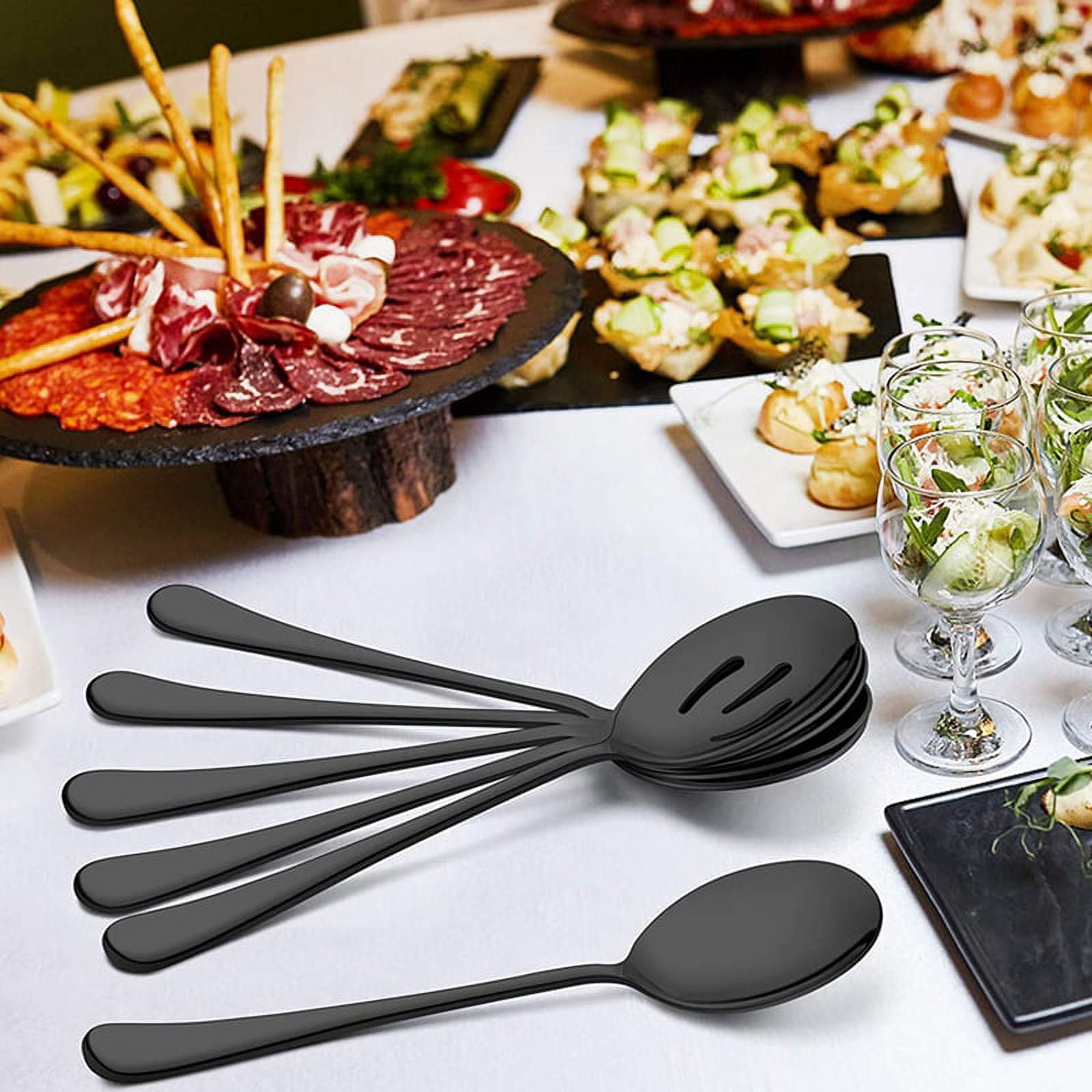 Set 3 Couverts Service Inox Doré - Cuillère, Fourchette, Cuillère à Fente